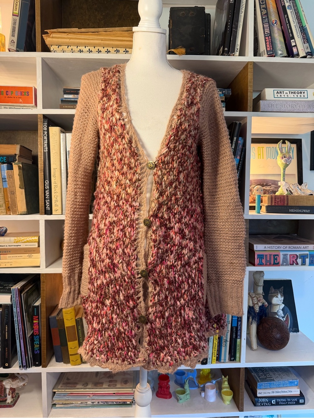 Cozy Multicolor Knit Cardigan Sweater - Pink Mix